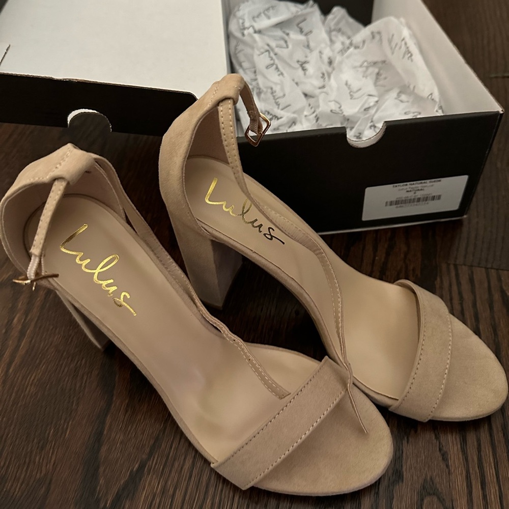 Lulu’s Natural Tan Suede High Heels